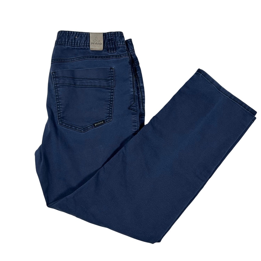 Prana Brion Pants Mens 34x30 Navy Blue Stretch Slim Straight Five Pocket Trouser